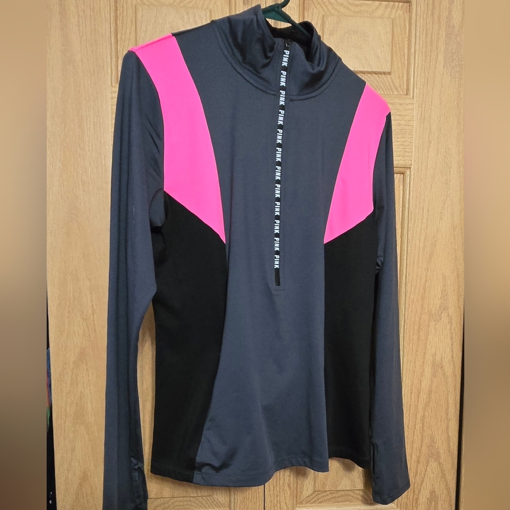 PINK Victoria's Secret Black and Pink Long Sleeve Top